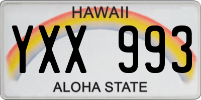 HI license plate YXX993