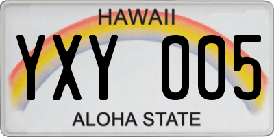 HI license plate YXY005