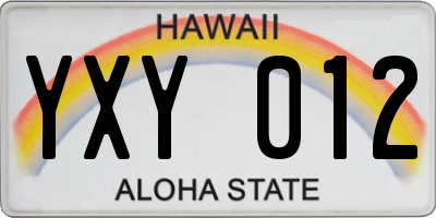 HI license plate YXY012