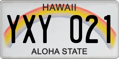 HI license plate YXY021