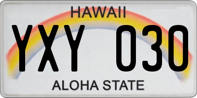HI license plate YXY030