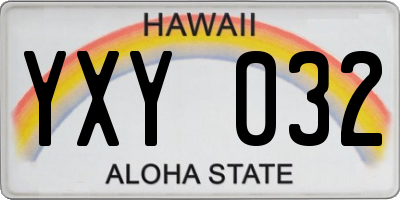 HI license plate YXY032