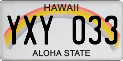 HI license plate YXY033