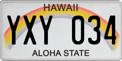 HI license plate YXY034