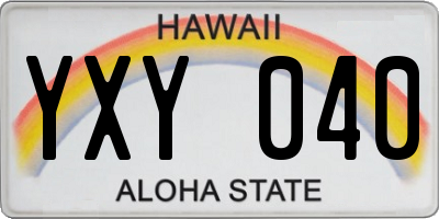 HI license plate YXY040
