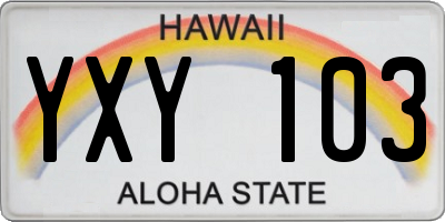 HI license plate YXY103