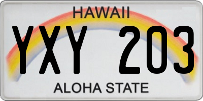 HI license plate YXY203