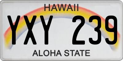 HI license plate YXY239