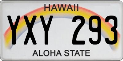 HI license plate YXY293