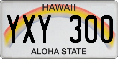 HI license plate YXY300