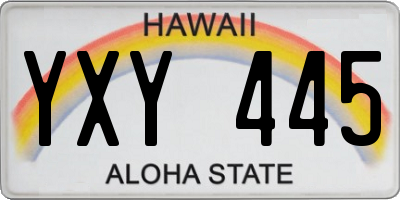 HI license plate YXY445