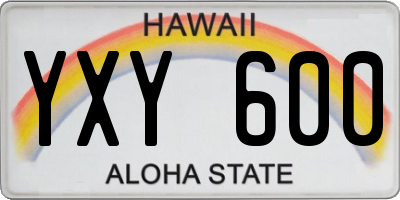 HI license plate YXY600