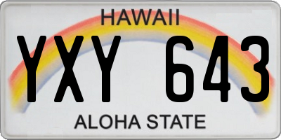 HI license plate YXY643