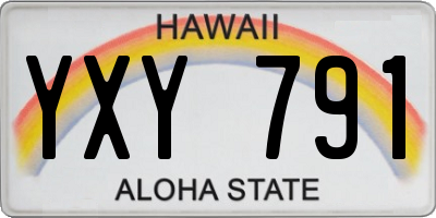 HI license plate YXY791