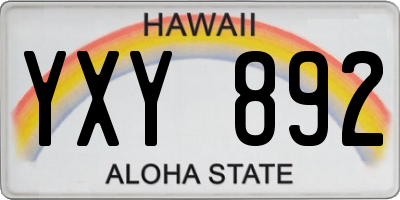 HI license plate YXY892