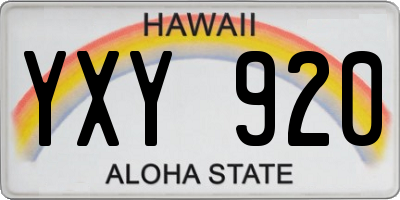 HI license plate YXY920