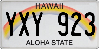 HI license plate YXY923