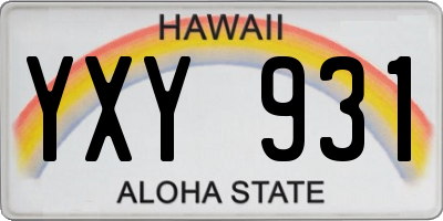 HI license plate YXY931