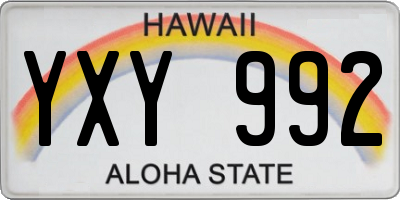 HI license plate YXY992