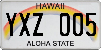 HI license plate YXZ005