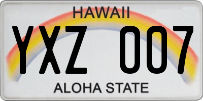 HI license plate YXZ007