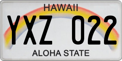 HI license plate YXZ022