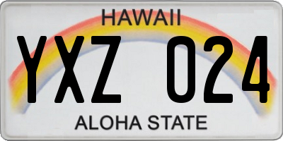 HI license plate YXZ024