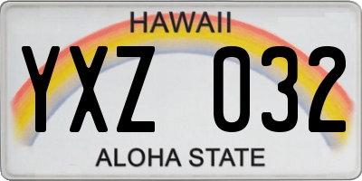 HI license plate YXZ032