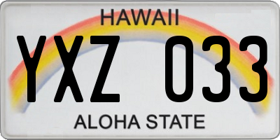 HI license plate YXZ033