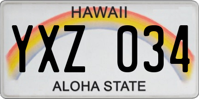 HI license plate YXZ034