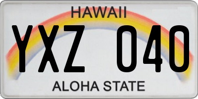 HI license plate YXZ040