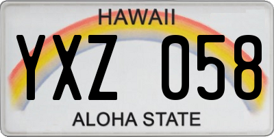 HI license plate YXZ058