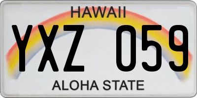 HI license plate YXZ059