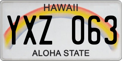 HI license plate YXZ063