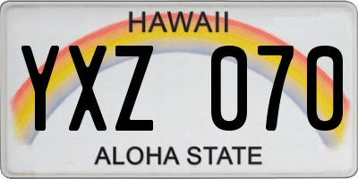 HI license plate YXZ070