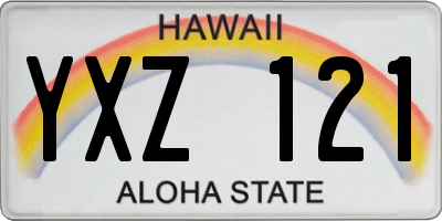 HI license plate YXZ121