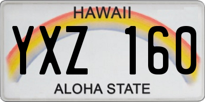 HI license plate YXZ160