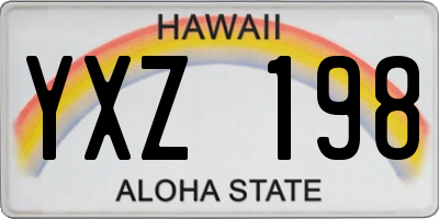 HI license plate YXZ198