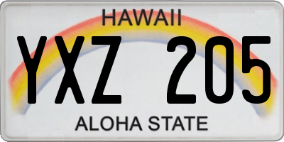HI license plate YXZ205