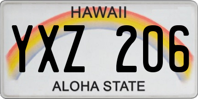 HI license plate YXZ206
