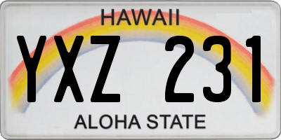 HI license plate YXZ231