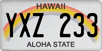 HI license plate YXZ233