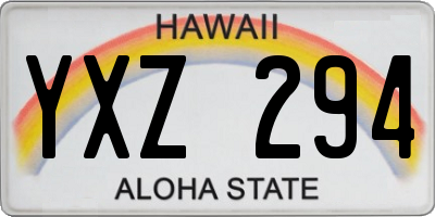 HI license plate YXZ294