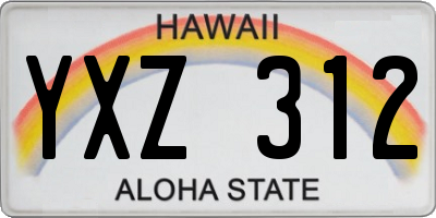 HI license plate YXZ312