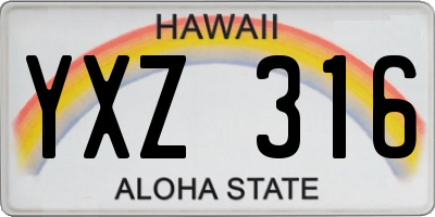 HI license plate YXZ316