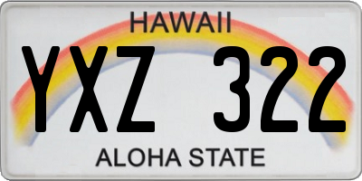 HI license plate YXZ322