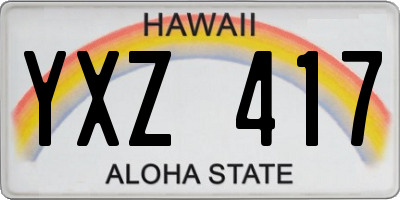 HI license plate YXZ417