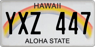 HI license plate YXZ447
