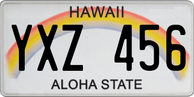 HI license plate YXZ456