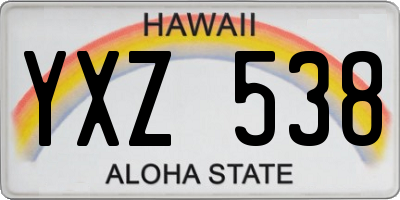 HI license plate YXZ538